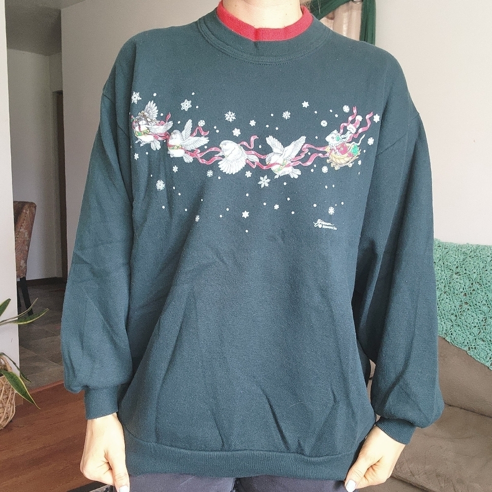Morning Sun Vintage Christmas Crewneck Sweater Size XL